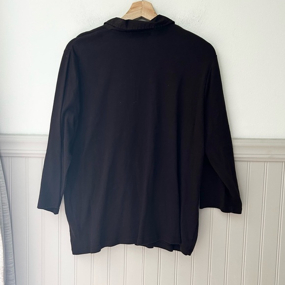 Lauren Ralph Lauren 2X Women's Dark Brown Button Down 3/4 Sleeve Shirt - Picture 4 of 4